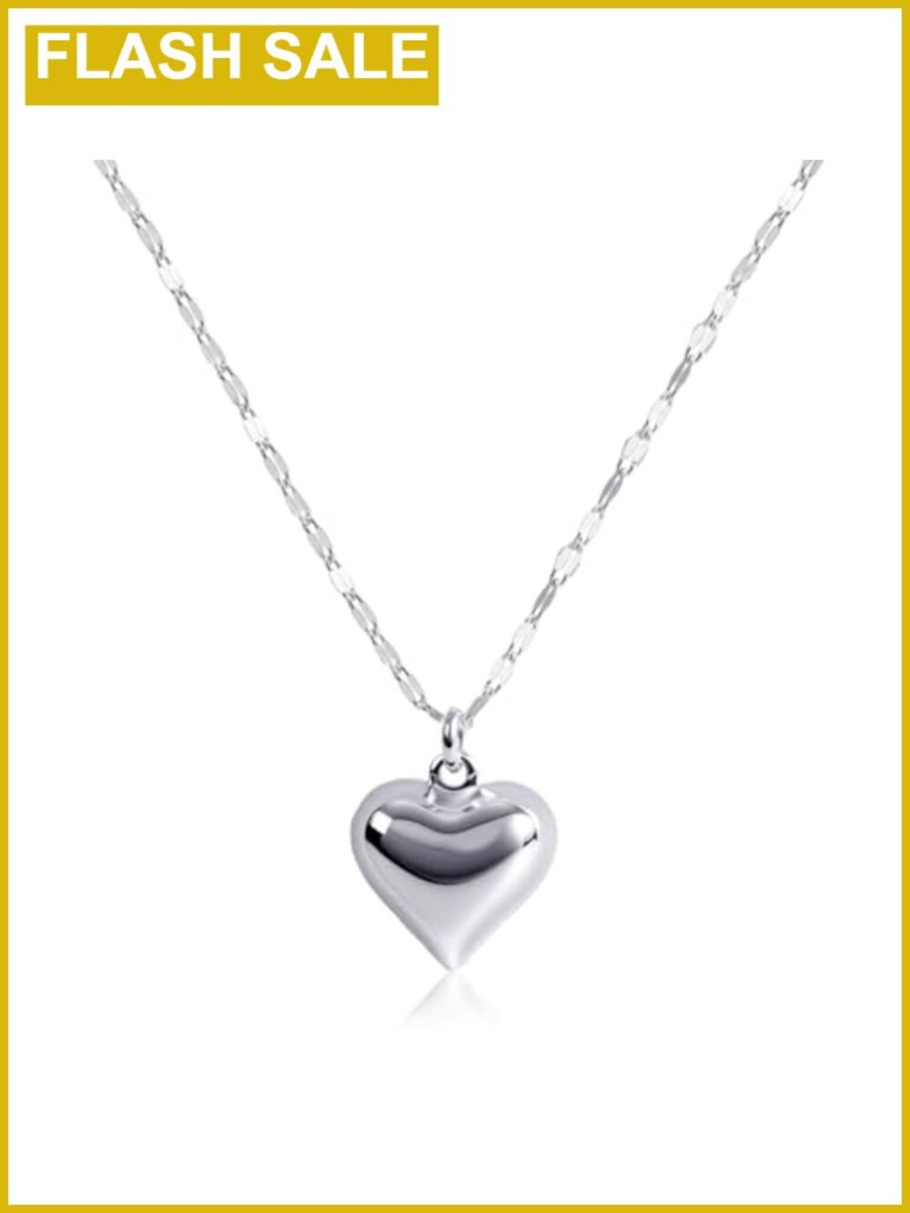 Sterling Silver Heart Pendant Necklace Hypoallergenic Dainty Chain